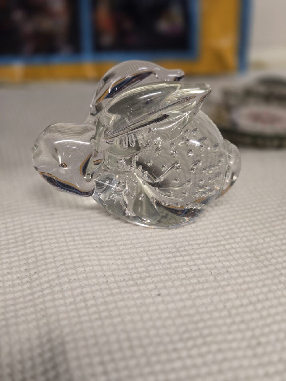 Murano Style Hand blown Clear Glass Bunny Rabbit Paperweight Figurine Bullicante